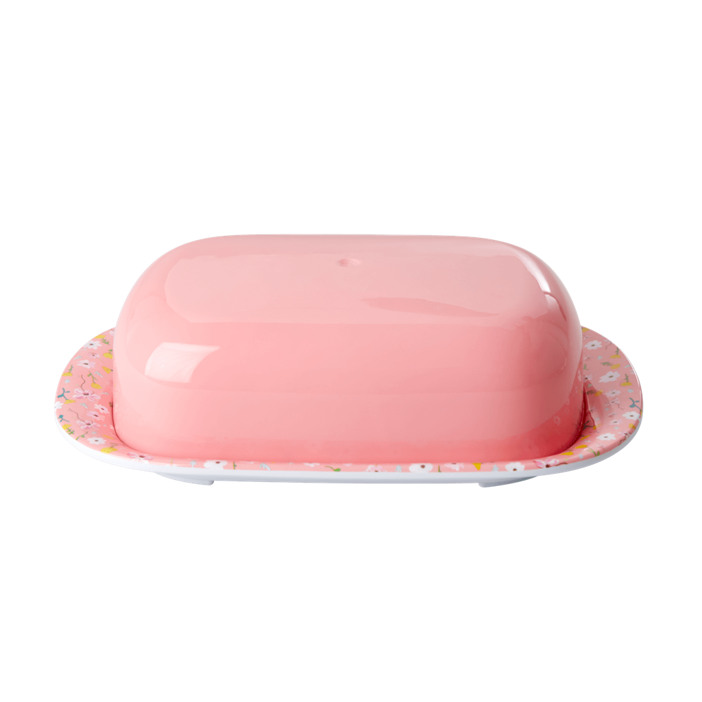 Melamine Butter Dish Pink Small Flower Print Rice DK Vibrant Home